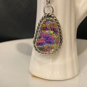Glass set in sterling silver pendant